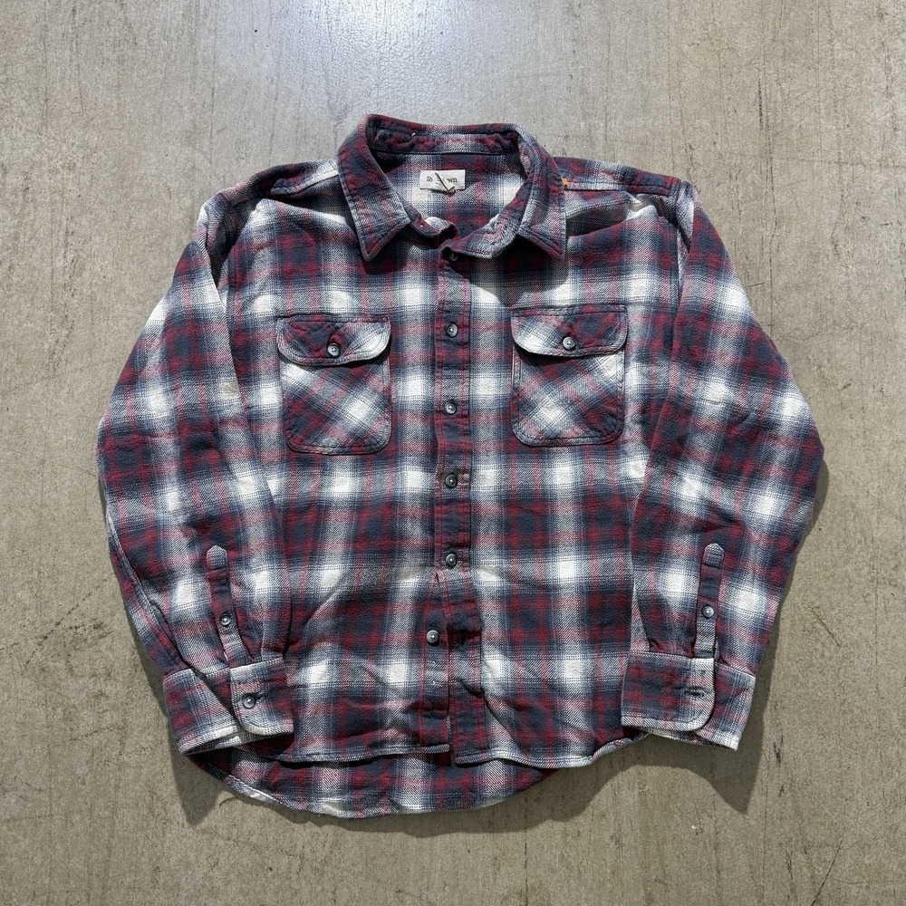 Ruff Hewn Shirt Mens 2XL Gray Red Plaid Flannel Button Front Long Sleeve Casual